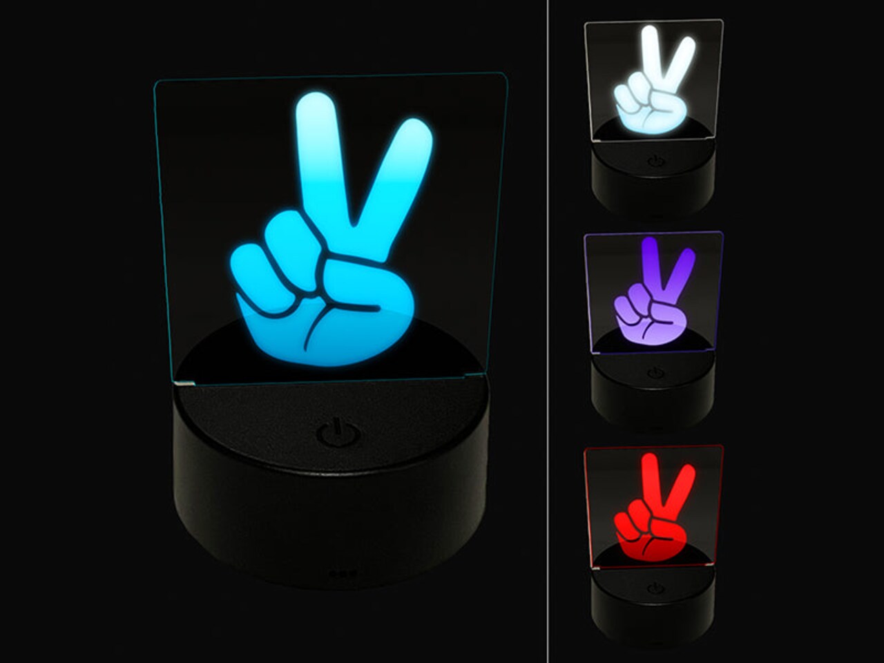 Peace Hand Sign 3D Illusion LED Night Light Sign Nightstand Desk Lamp